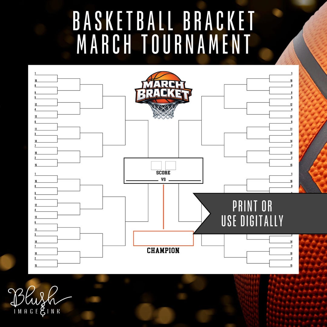 64 Bracket Basketball Printable Basketball Tournament Bracket ...