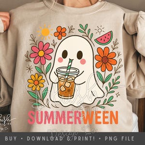 Ghost Summer Halloween png Funny summer Halloween Png Vintage Summer png boho Halloween cocktail summer png summer Shirt png Retro Halloween