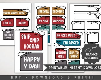 Vasectomy care package recovery vasectomy printable gift, vasectomy gift basket printable tags vasectomy gift for husband funny car sayings