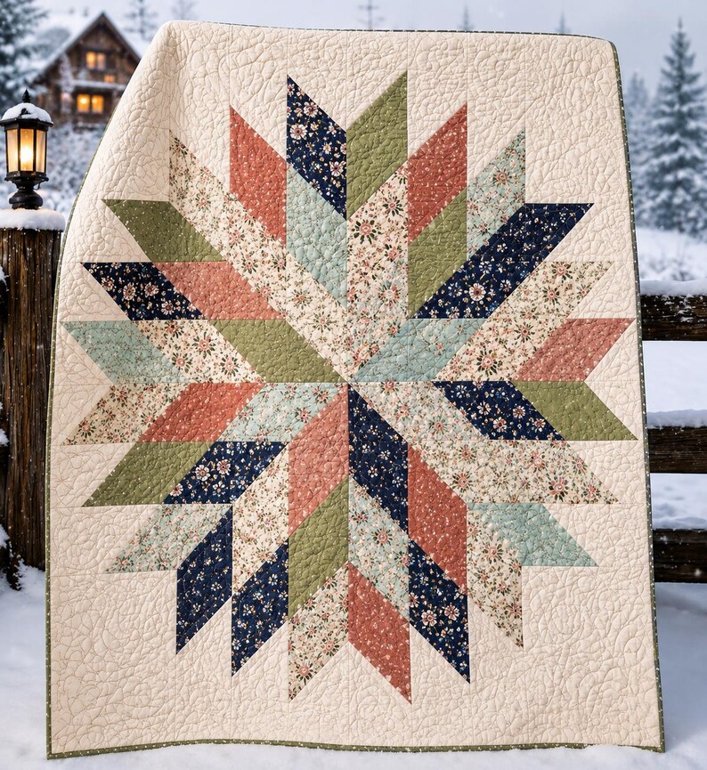 Floral Star Quilt Pattern – Modern Pastel Blossom Design - 3 Sizes (PDF ...
