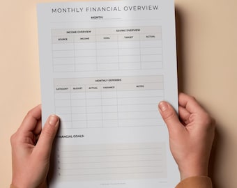 Minimalist Financial Planner | Monthly Budget, Expense, Savings , Debt Tracker | Printable A4 & US Letter | Undated