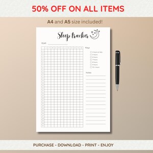 Rastreador de sueño imprimible para mamás / Registro de sueño en PDF / Rastreador de horario de sueño diario / Planificador de bienestar