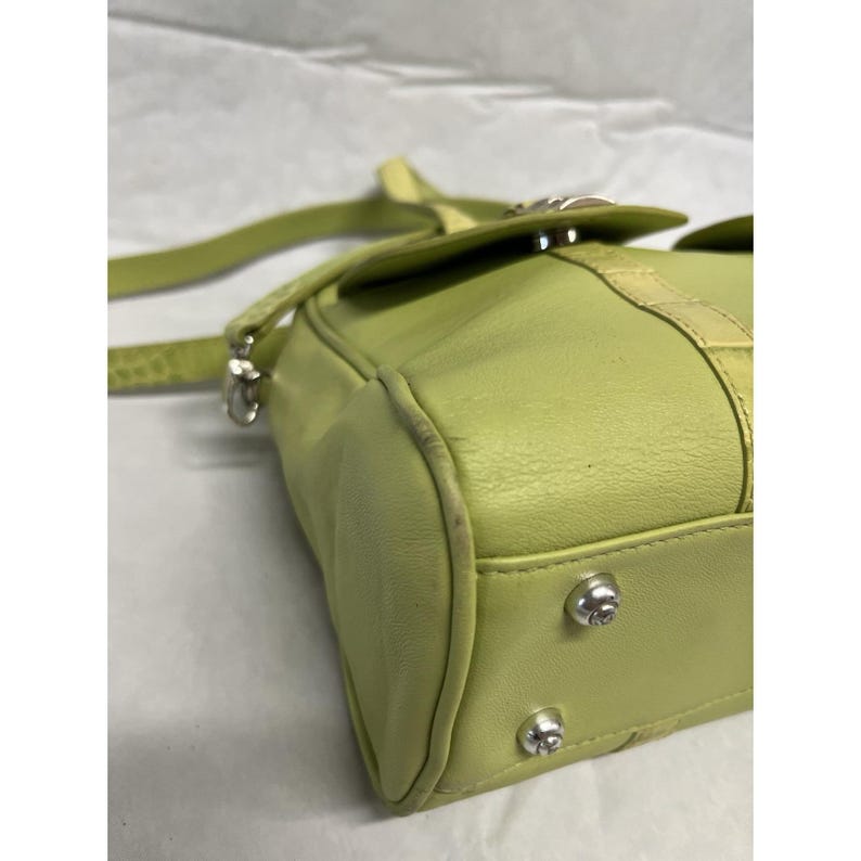 Brighton Green Chatreuse Croc Embossed Leather Handle Shoulder Purse image 11