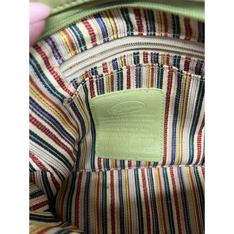 Brighton Green Chatreuse Croc Embossed Leather Handle Shoulder Purse image 13