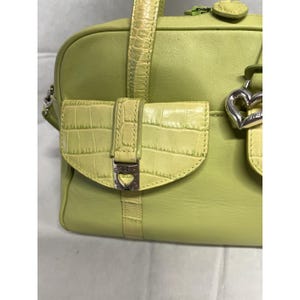 Brighton Green Chatreuse Croc Embossed Leather Handle Shoulder Purse image 4