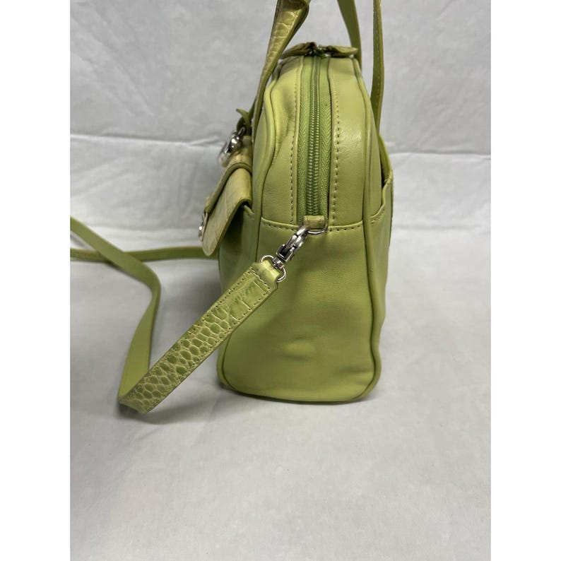Brighton Green Chatreuse Croc Embossed Leather Handle Shoulder Purse image 8