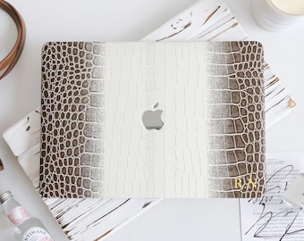 Ombre Croc Leather MacBook Case For MacBook Pro 16 14 M5 M4 M3, 2026 Neo 13 MacBook Air 15 13 A3449 A3241 M5 M4, Laptop Cover