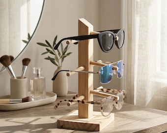 Rustikaler Stil Holz Sonnenbrillen Organizer Ständer | Brillenhalter aus Holz