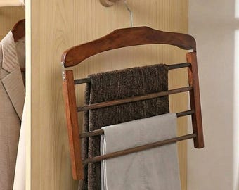 Multi-Bar Wooden Pants Hanger | Space Saving Closet Organizer