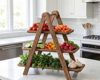 3-Tier Wooden Serving Tray | Rustic Charcuterie & Dessert Display
