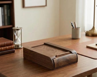 Solid Wood Under Desk Drawer Organizer | Hidden Adhesive Storage Box
