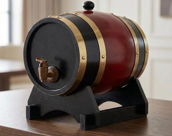 Holz Getränkespender Fass | Rustikales Saftfass mit Zapfhahn | Container Hausbar Dekor