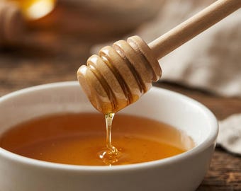 4er-Set Stilvoller Honiglöffel aus Holz | Natürlicher Honig Drizzler Stick