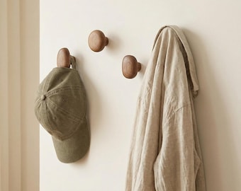 Modern Wooden Wall Hooks (Set of 4) | Scandinavian Style