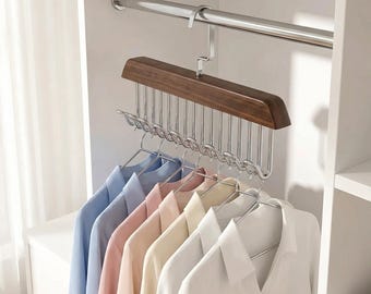 Wood Closet Organizer | 8-Hook Scarf, Tie & Belt Holder