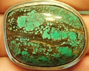 Ex Large Turquoise Sterling Silver Ring sz 7.5