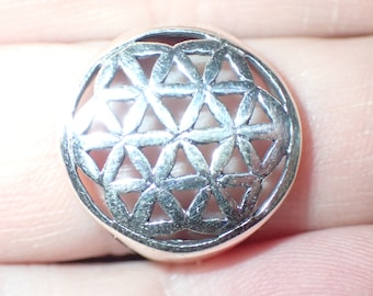 Flower of Life Sacred Geometry Ring in Sterling  sz 5.75