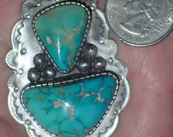 Large Navajo Turquoise  Sterling Pendant