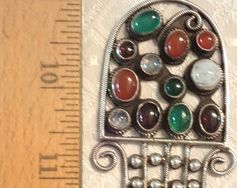 Multi Gem Pendant in Sterling Silver