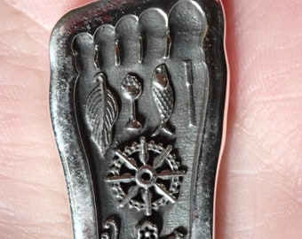 Foot imprint Buddha Enlightened Sterling Pendant