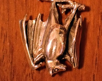 Sterling Silver Hanging BAT Pendant