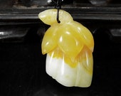 Hand-carved Chinese Jade Pendant jadeite Necklace lotus seed
