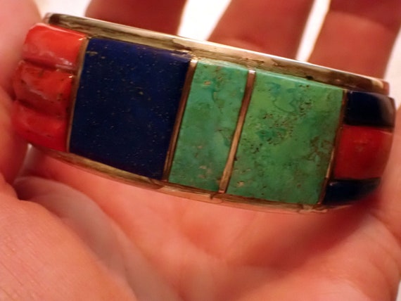Museum Quality Zuni Inlay Turquoise cuff Bracelet… - image 5