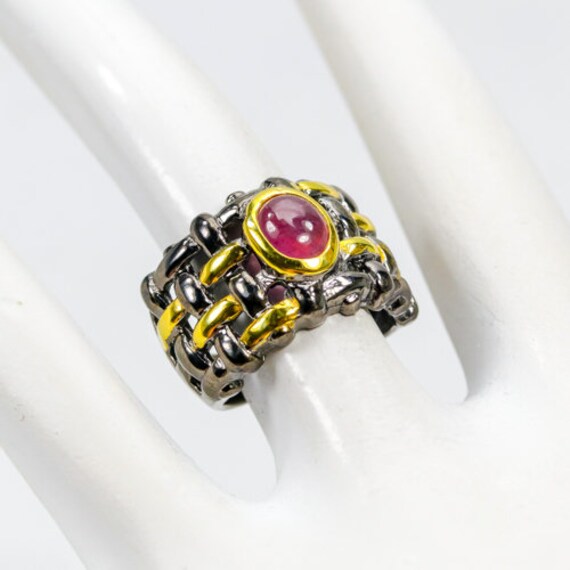 Natural Ruby Sterling Silver Ring Sz 6.5 - image 2