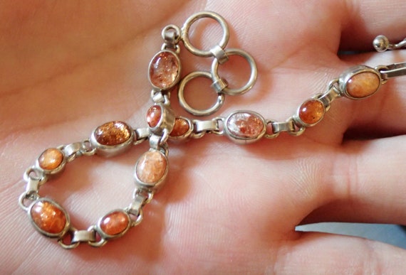 Sunstone Sterling Silver Link Bracelet - image 1
