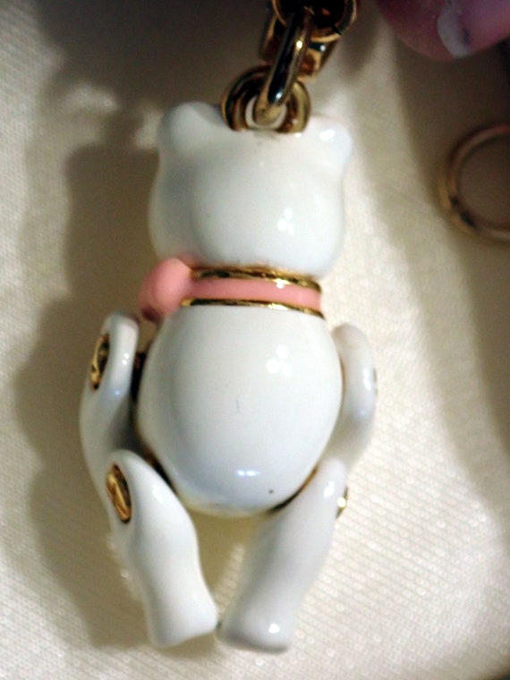 White Heart Teddy Bear Enamel Charm - image 6