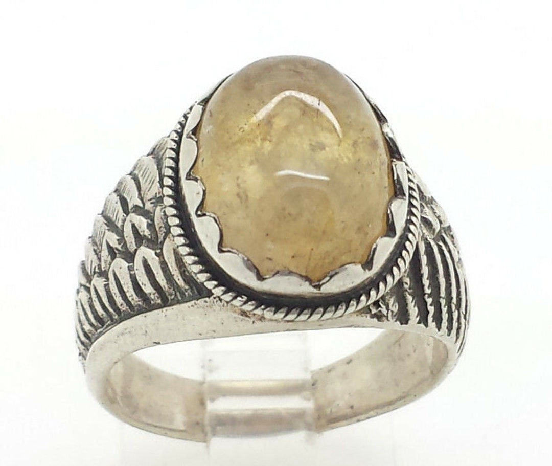 Rutilated Quartz Oval Sterling Silver Ring Sz.8 - Etsy