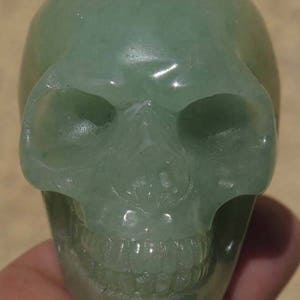 Green Aventurine Crystal Carved Skull 1.9 inch image 2