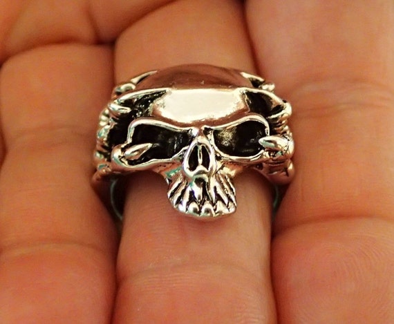 Skull and claw Ring Silver Plated sz 9.5 - image 2