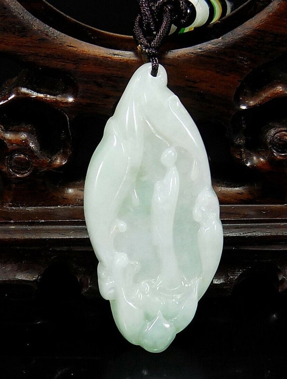 Unique Jade Monk & lotus flower Pendant  Certified - image 1