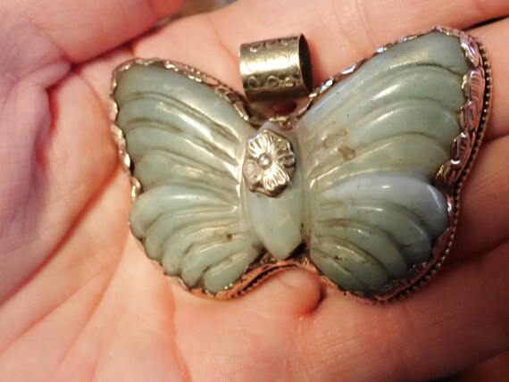 Carved Butterfly Jade Pendant - image 4