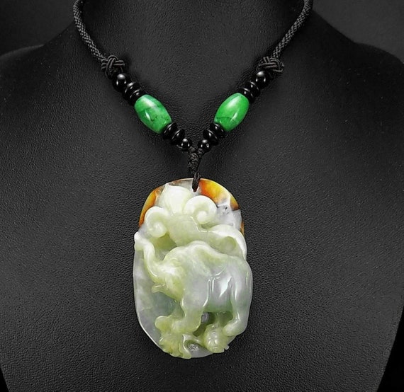 Jade Elephant Pendant jadeite Necklace - image 3