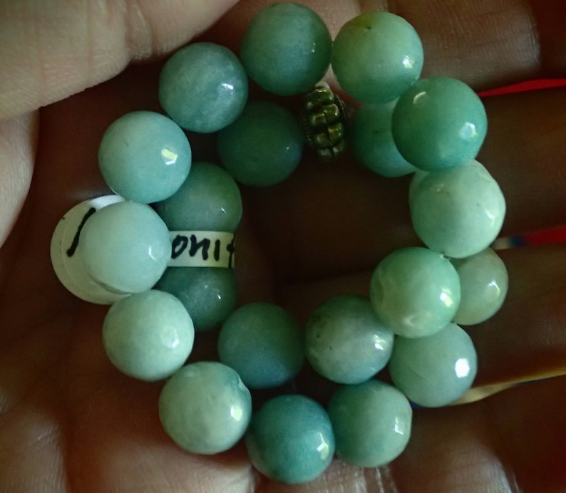 Faceted Amazonite 10mm beaded Bracelet with Sterling Bead