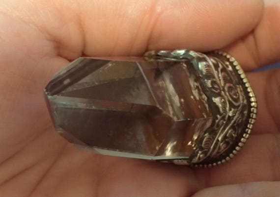 Clear Crystal Quartz Point in Tibetan Silverwork … - image 3