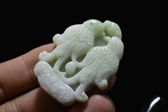 natural White jade carved amulet Pendant Necklace - image 3