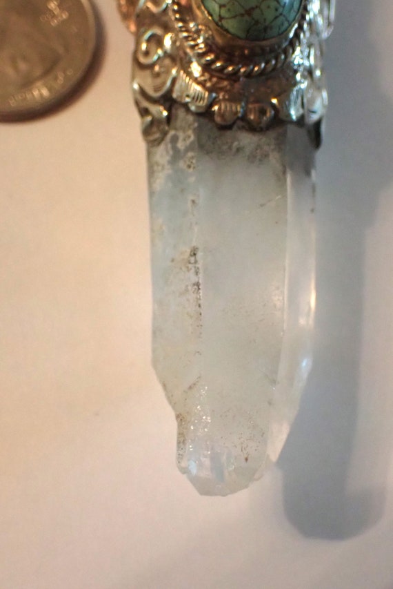Natural Point Clear Quartz Crystal Pendant with t… - image 4