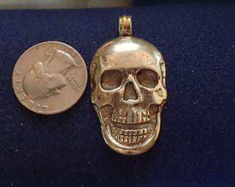 Ex Large Skull Face Pendant in Silver Bronze