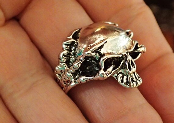 Skull and claw Ring Silver Plated sz 9.5 - image 1