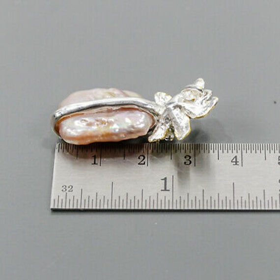 Vintage Natural Baroque Pearl Pendant Sterling - image 3