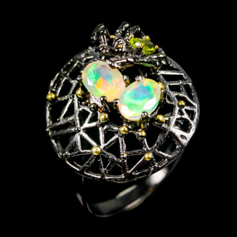 Natural Opal 925 Sterling Silver Ring Size 9 image 1