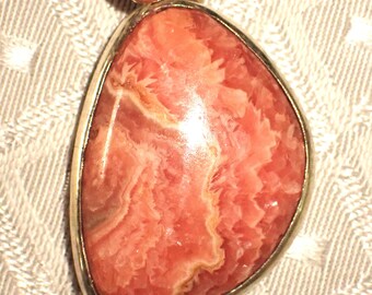 Rhodochrosite Pendant in Sterling Silver