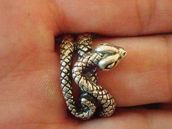 Snake Ring Heavy Sterling Silver Mens Size - image 2