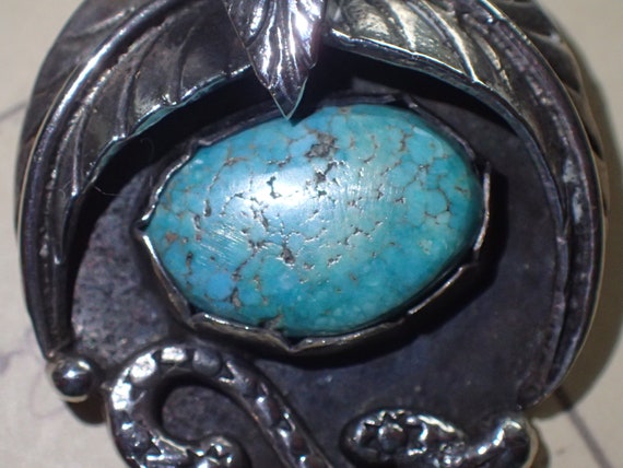 Navajo Turquoise Sterling Silver Pendant - image 3