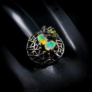 Natural Opal 925 Sterling Silver Ring Size 9 image 3