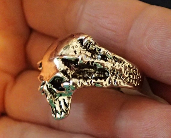 Skull and claw Ring Silver Plated sz 9.5 - image 3
