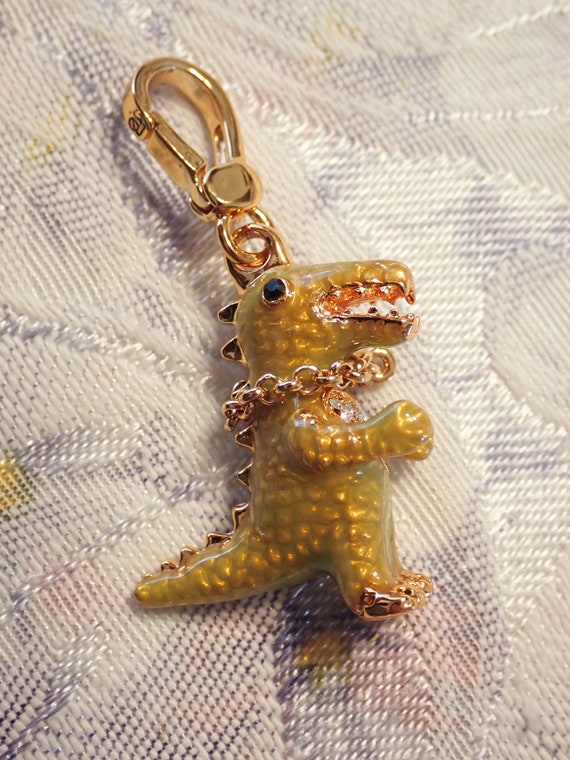 Enamel Green Dinosaur T-Rex Pendant Charm 3D Rare - image 2